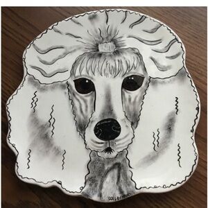 Nina Lyman Poodle Plate serving platter.  dogs by nina
